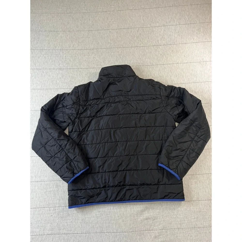 Lands' End Mens Large PrimaLoft Quilted Puffer Jacket Black Insulated Full Zip